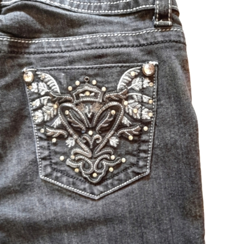 SUKO JEANS Bootcut Womens Size 8 Dark wash Embellished with stitching Rhinestone - Picture 9 of 12